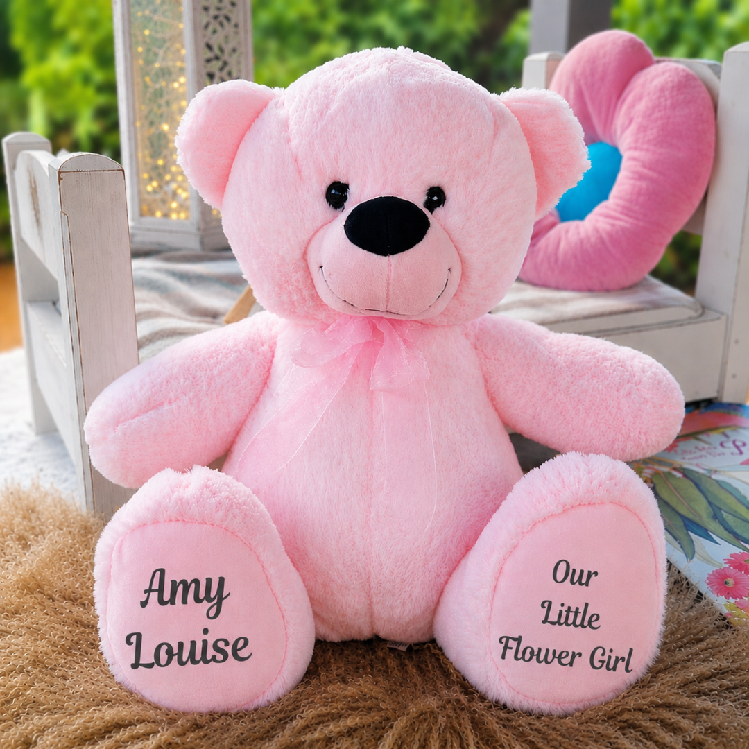40cm Light Pink Bear Flower Girl Gift with Message on Feet