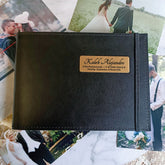 Black Christening Brag Book 5x7 with Plaque Inscription