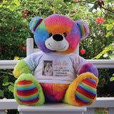 Personalised Memorial 40cm Rainbow Teddy Bear with Photo Shirt
