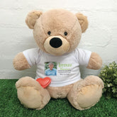 40cm Beige Zipper Bear with Personalised Photo, Message & Recordable Heart - Memorial