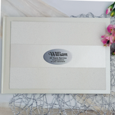 Personalised Cream Glitter Retirement Guest Book with Custom Plaque