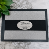 Retirement Personalised Black & Silver Glitter Guest Book with Custom Plaque