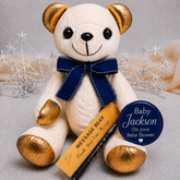 Signature Bear with Gold Ears and Feet for Baby Shower – Personalised Badge