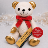 Signature Bear Gold Ears and Feet Red Bow and Badge – Baby Shower