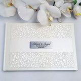 Personalised Cream Pebble Wedding Guest Book with Custom Plaque