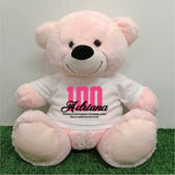 Light Pink Bear 40cm 100th Birthday Personalised Shirt