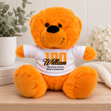 Personalised Orange Bear 23cm – 100th Birthday