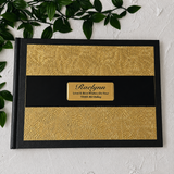 100th Birthday Personalised Black & Gold Embossed Guest Book with Custom Plaque