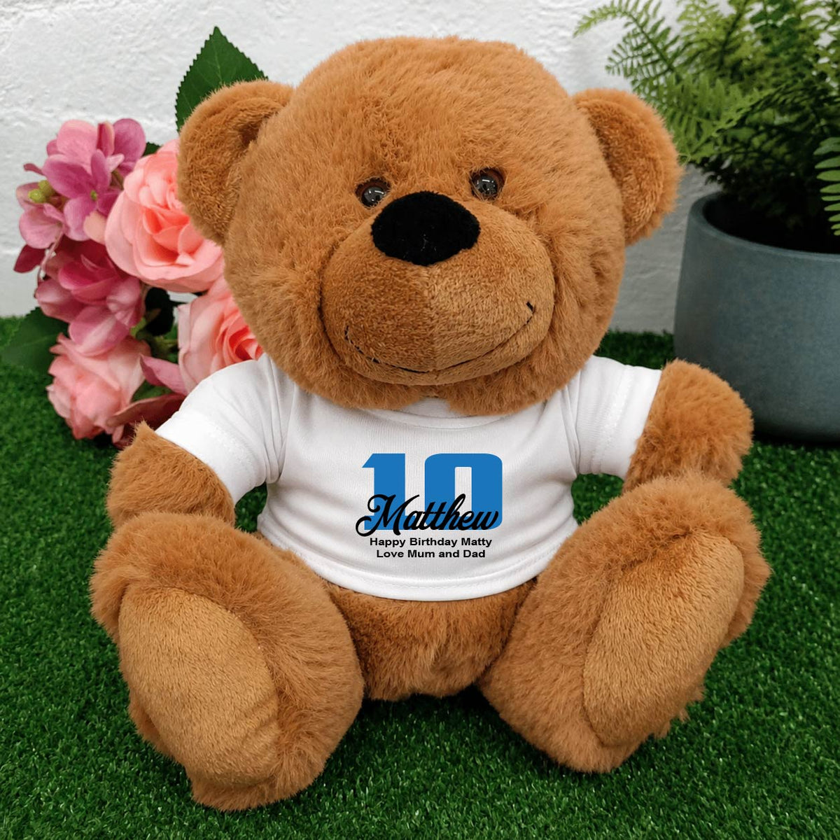 23cm Brown Bear 10th Birthday Personalised Shirt