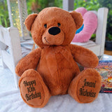 Brown Bear 40cm 10th Birthday Personalised Message on Feet