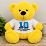 Personalised 30cm Yellow Bear 10th Birthday Message Shirt