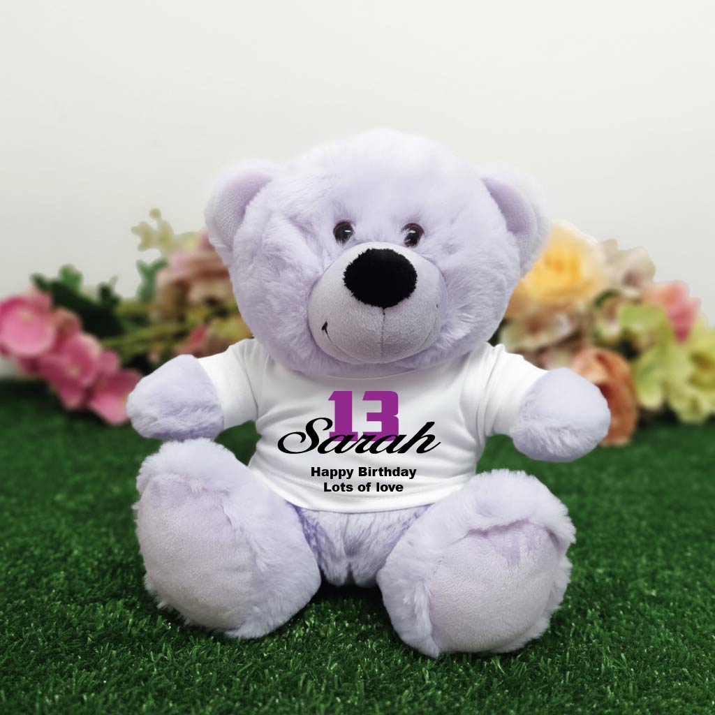 Personalised 23cm Lavender Bear for 13th Birthday