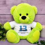 Lime Bear 23cm 13th Birthday Personalised Message on Shirt