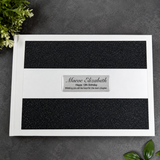 13th Birthday Personalised White Black Glitter Guest Book with Custom Plaque