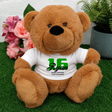 Personalised 16th Birthday Brown Bear 23cm with Message on Shirt
