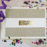 Personalised White with Gold Glitter Guest Book A5 – 16th Birthday