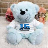 Light Blue Bear 23cm 16th Birthday Personalised Shirt