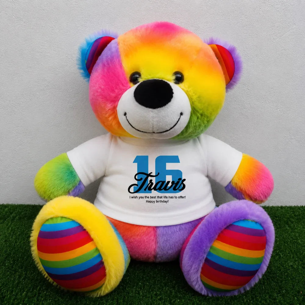 Rainbow Bear 40cm – Personalised 16th Birthday