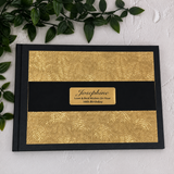 16th Birthday Personalised Black & Gold Embossed Guest Book with Custom Plaque