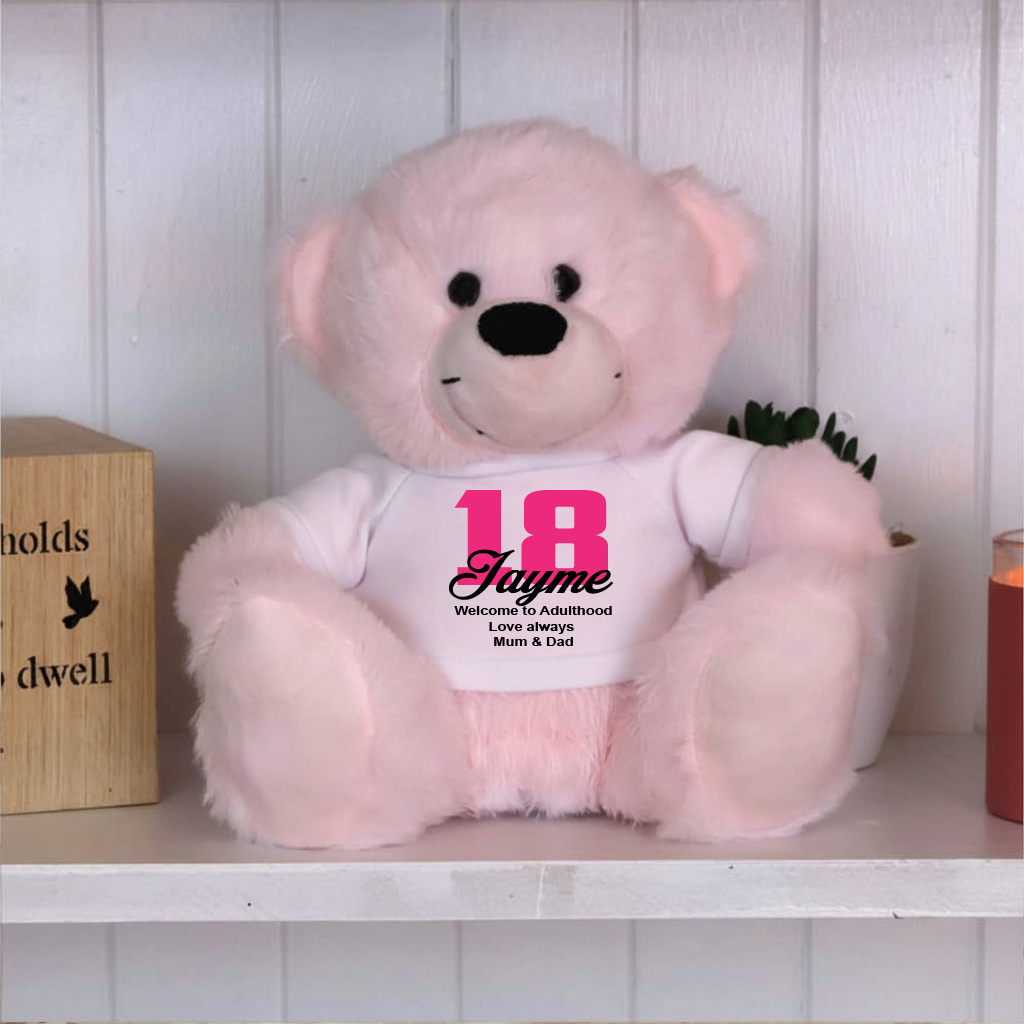 Personalised 18th Birthday Bear - Light Pink 23cm Bear