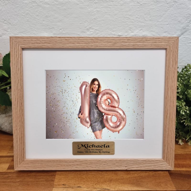 Personalised Natural Timber Photo Frame for 18th Birthday