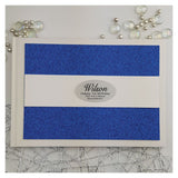 Personalised First Birthday Memory Book and Guest Book A5 White Book with Blue Glitt