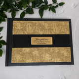 21st Birthday Personalised Black & Gold Embossed Guest Book with Custom Plaque