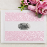 21st Birthday Personalised White Pink Pebble Guest Book with Custom Plaque