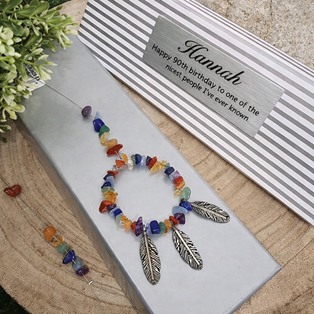 90th Birthday - Personalised Chakra Gemstone Suncatcher