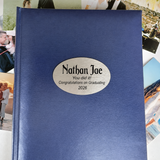 Personalised Graduation Blue Glamour Photo Album 300 Photos with Custom Plaque