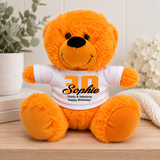 Orange Bear 23cm 30th Birthday Personalised Message on Shirt
