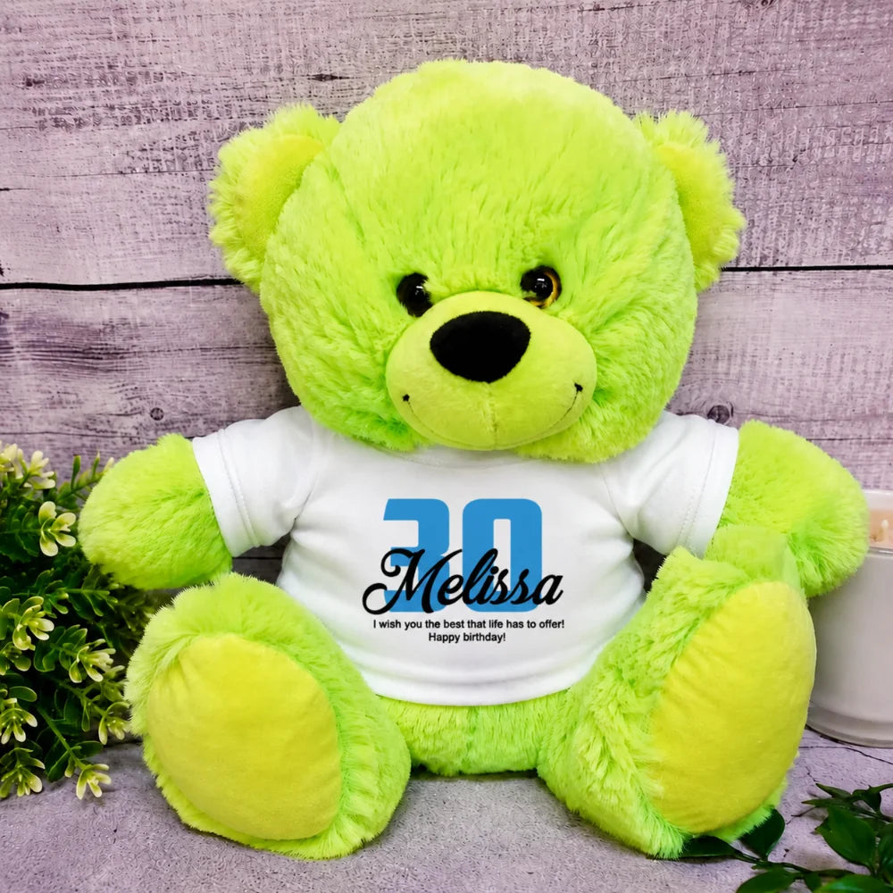 Lime Bear 23cm 30th Birthday Personalised Shirt