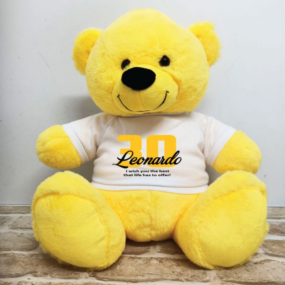 Personalised Yellow Bear 40cm 30th Birthday