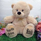 40cm Beige Bear 40th Birthday Personalised Message on Feet