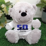 Silver Bear 23cm 50th Birthday Personalised Message on Shirt
