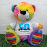 Rainbow Bear 40cm – 50th Birthday Personalised Shirt