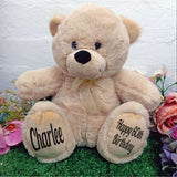 Beige Bear 30cm – Personalised 60th Birthday Message on Feet