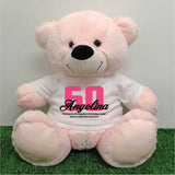 Light Pink Bear 40cm 60th Birthday Message on Shirt