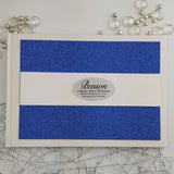 White Book Blue Glitter Personalised Guest Book for a 60th Birthday Celebration