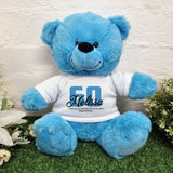 Bright Blue Bear 30cm 60th Birthday with Personalised Shirt Message