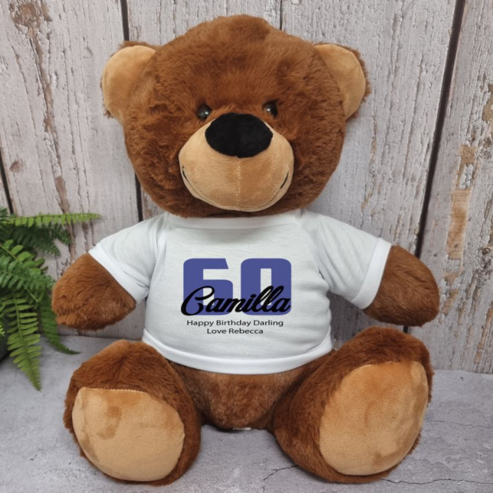 Brown Bear 40cm 60th Birthday Personalised Shirt