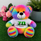 Personalised 23cm Rainbow Bear 70th Birthday Message on Shirt