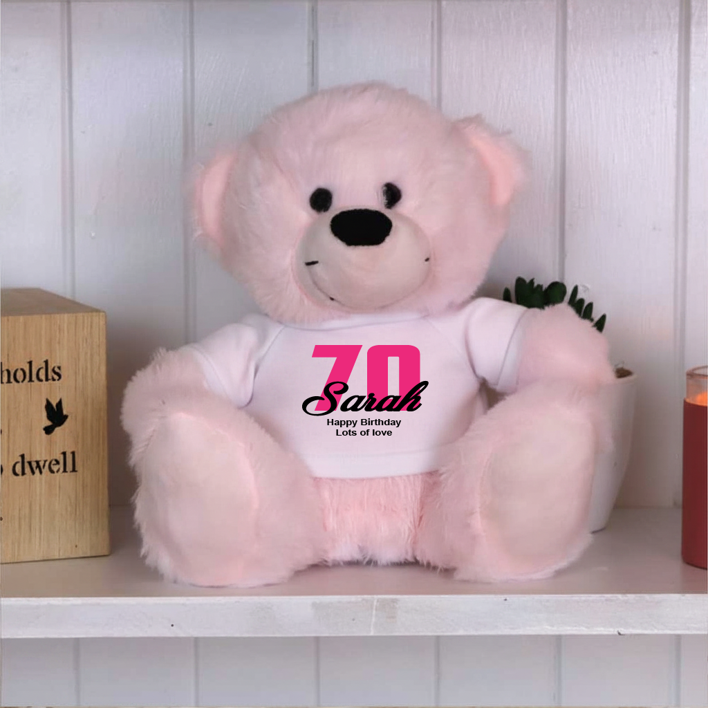 Light Pink Bear 23cm – Personalised 70th Birthday
