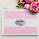 70th Birthday Personalised White Pink Pebble Guest Book with Custom Plaque