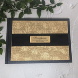 80th Birthday Personalised Black & Gold Embossed Guest Book with Custom Plaque