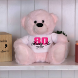 Personalised 80th Birthday Bear - Light Pink 23cm Bear