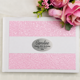 80th Birthday Personalised White Pink Pebble Guest Book with Custom Plaque