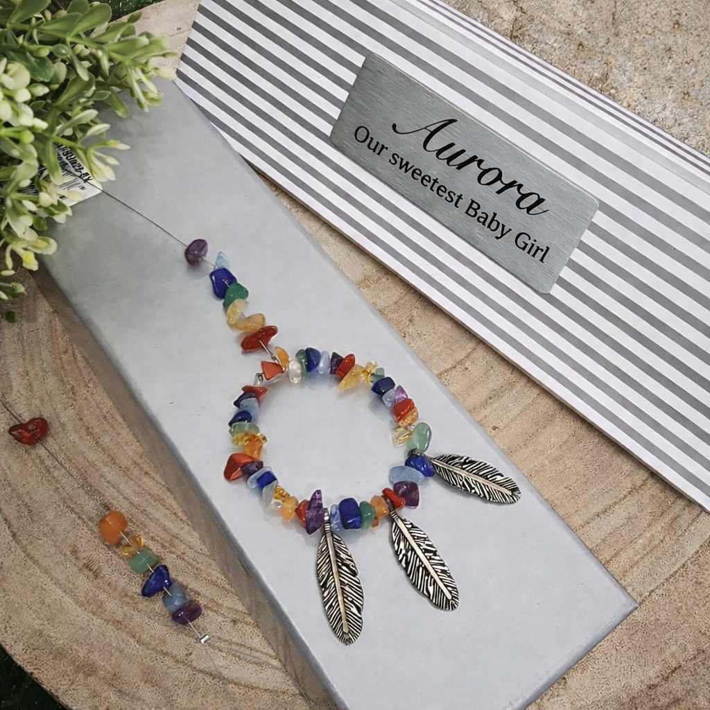 Personalised Chakra Gemstone Suncatcher – Baby Girl