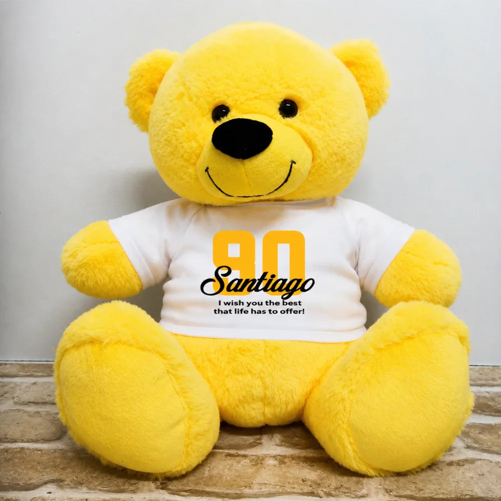 Yellow Bear 40cm – 90th Birthday Personalised Shirt