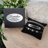 90th Birthday Personalised Multilayer Leather & Steel Bracelet Gift Box